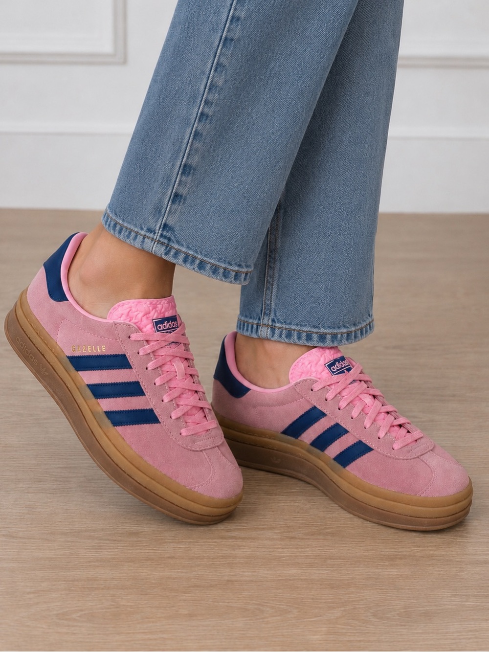 Adidas Gazelle Bold Pink Navy Gum Platform Sneakers Women’s Size 9